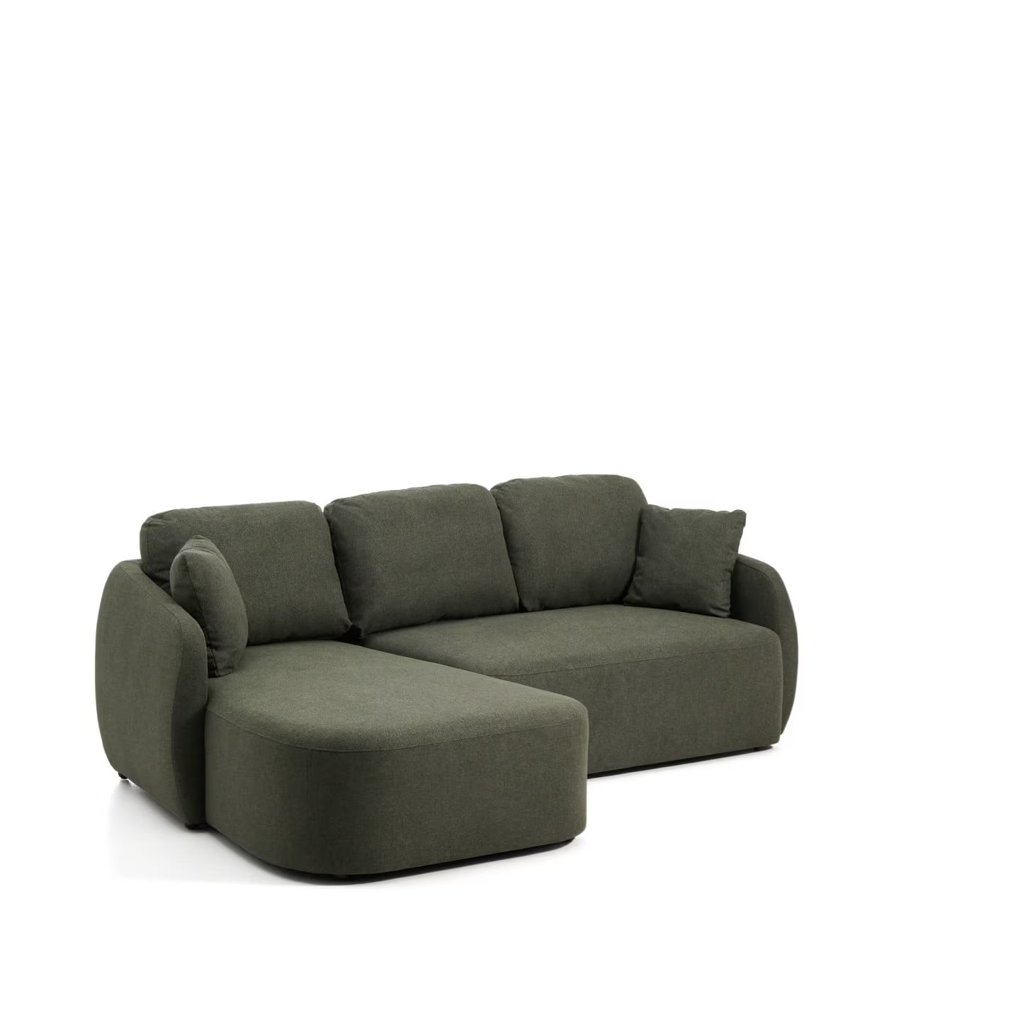 Kave Home Laira 3-zits Lounge Slaapbank Links, Chenille, Donkergroen