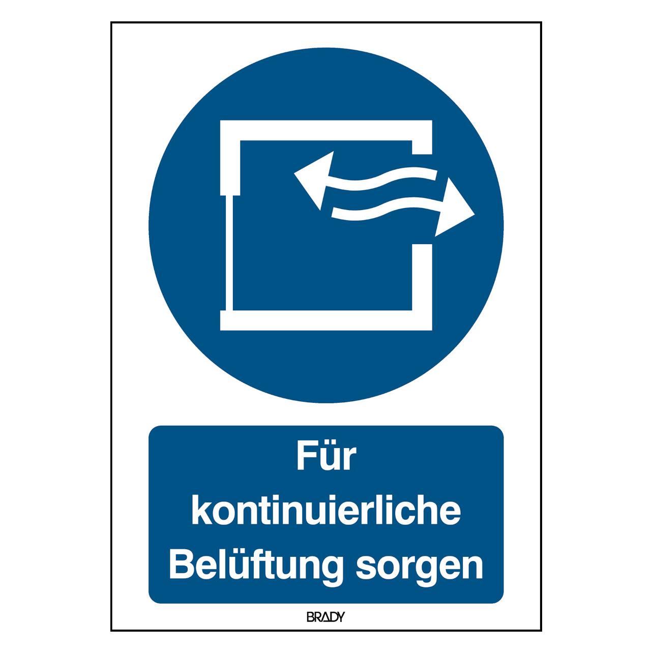 Brady ISO-Sicherheitsschild - Für kontinuierliche Belüftung sorgen (311883)