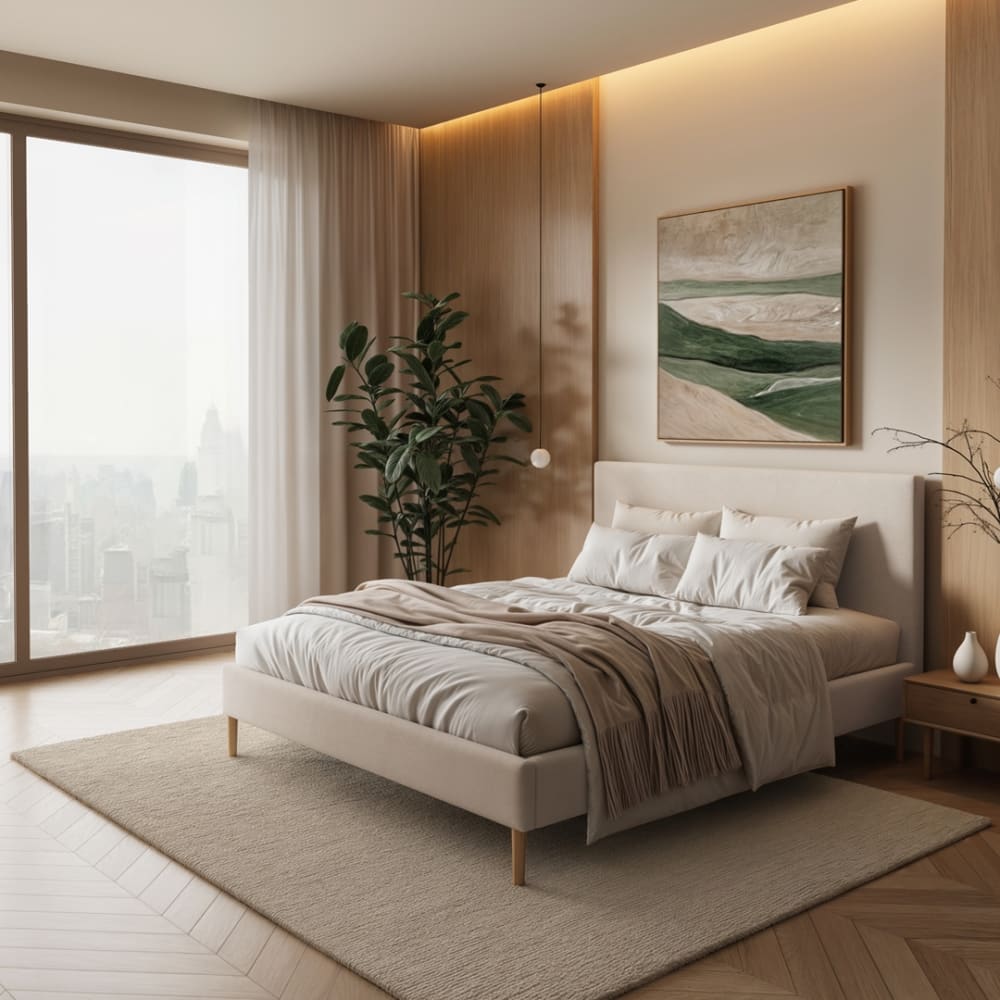 Mesonica Lit avec sommier à lattes beige 140x200 Beige 210x110x149cm
