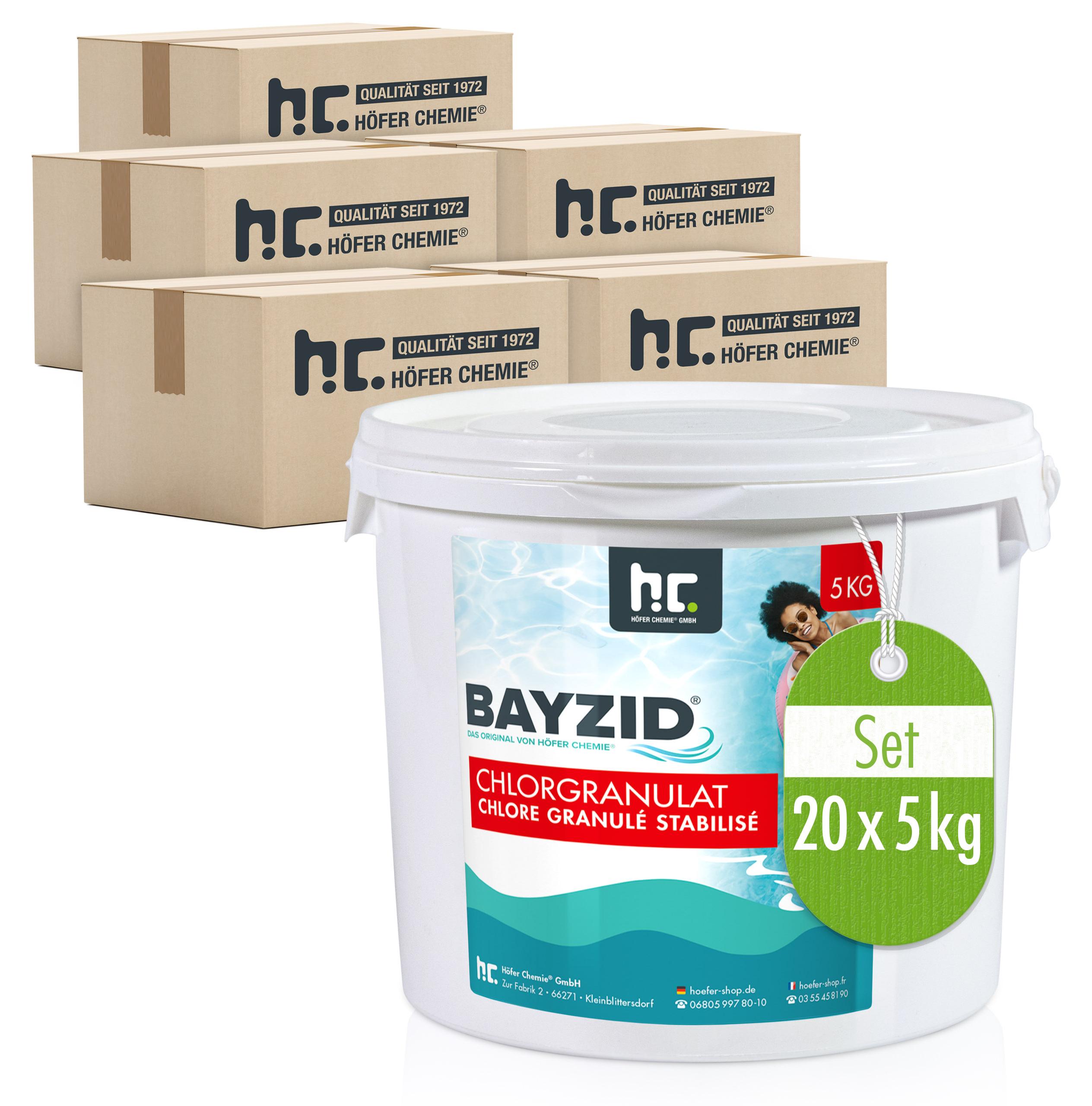 20x5 kg BAYZID Chlorgranulat für Pools mit Aktivchlor zur Poolwasser Desinfektion
