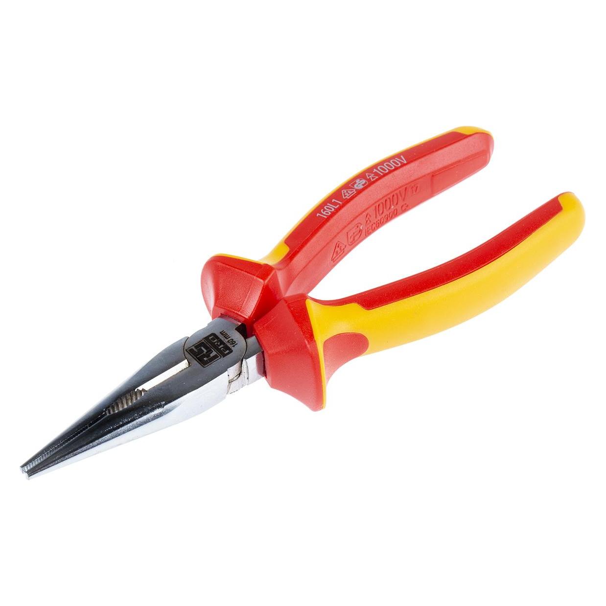 RS PRO 160 mm Insulated Long Nose Pliers (160 mm) (1253072)