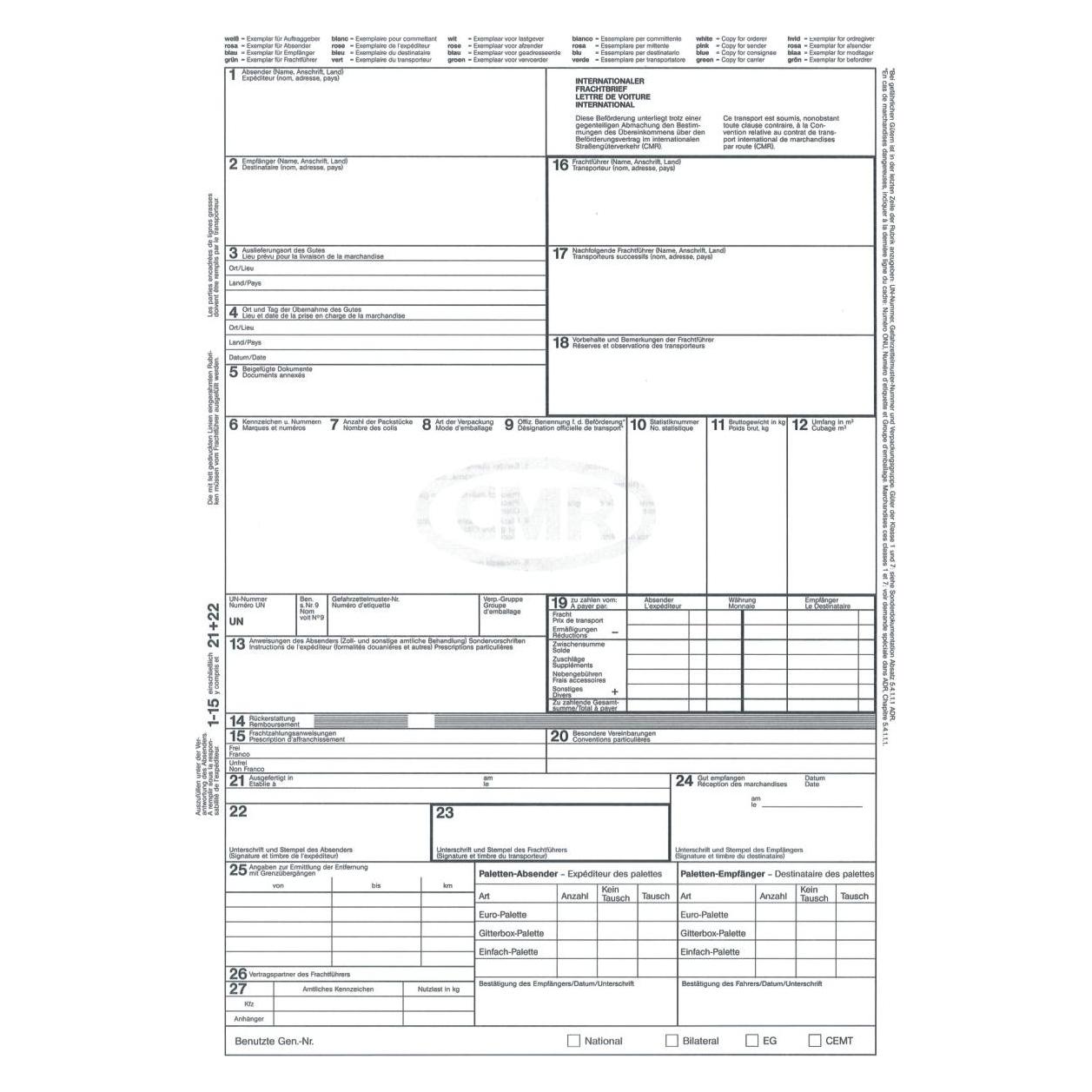 Rnk CMR Frachtbrief SD (2100)