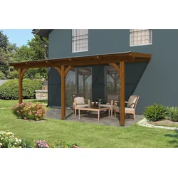 Skan Holz Terrassenüberdachung Rimini 541x250 cm nussbaum aus Douglasie