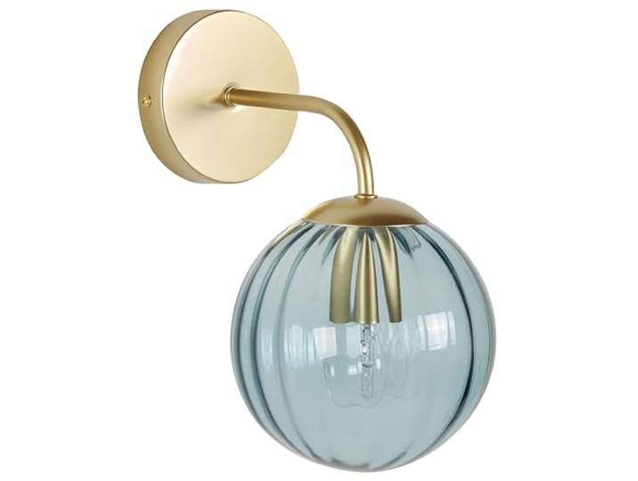 Wandleuchte Metall gold Glas blau 1-flammig Kugelform Retro-Stil Boomi