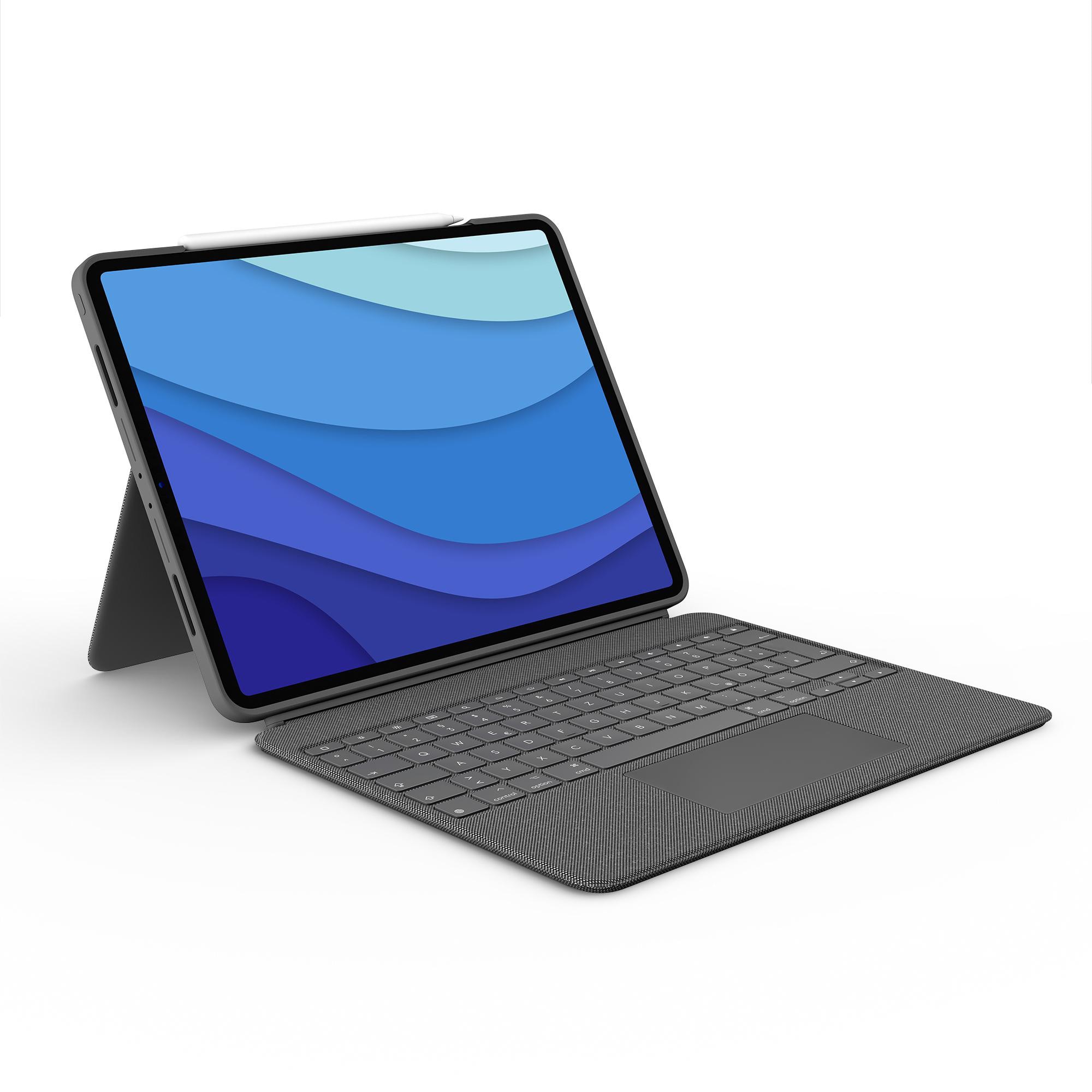 Logitech Combo Touch Tastatur-Case Dunkelgrau für iPad 12,9 Zoll (5./6. Generation), Hintergrundbeleuchtete Tastatur und präzises Trackpad 920-010208