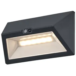 OSRAM ENDURA Style USB Wall Step Wide Sensor IP44 Dark Grey Akku LED Außenwandleuchte mit Bewegungsmelder