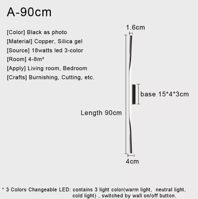 Inspire Curations Nordic Copper LED Mirror Wall Light Modern Bedside Sconce a 90cm
