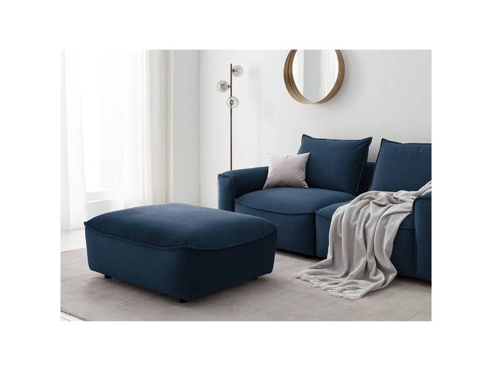 Polsterhocker 103 x 42 x 90cm Blau/Dunkelblau Samt Shyla: Dunkelblau