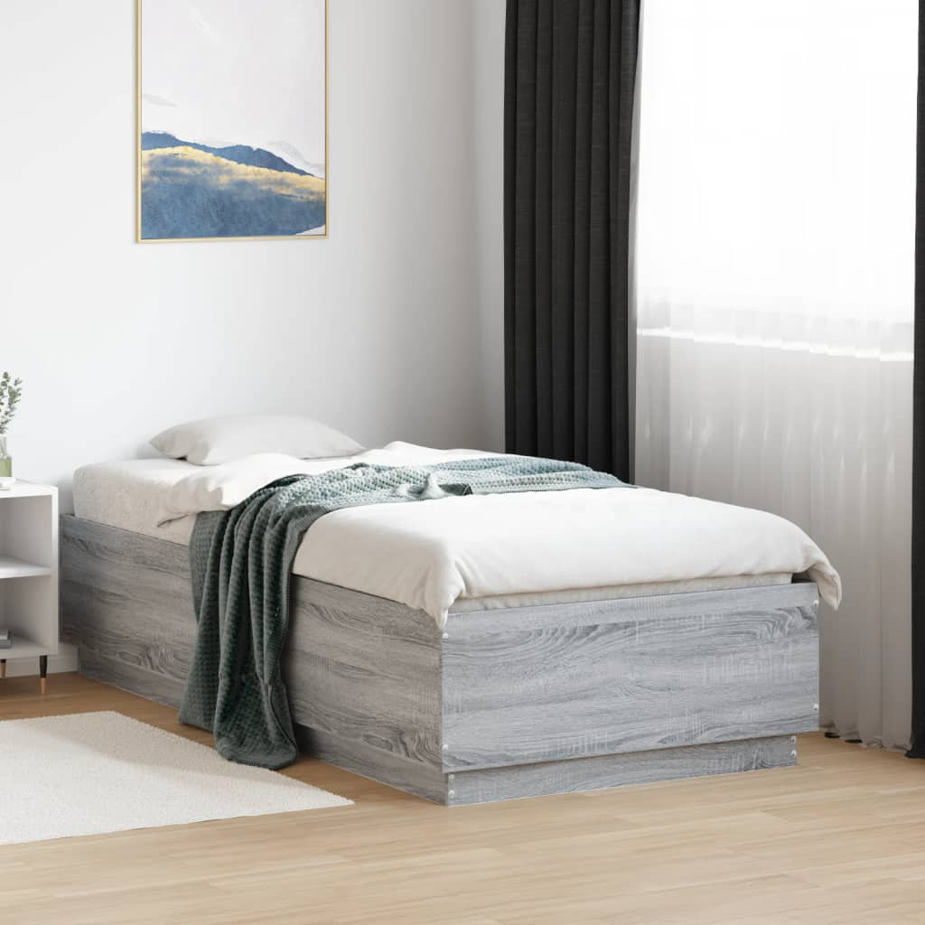 17 Stories Noar Bed Frame Gray Sonoma 90cm x 190cm