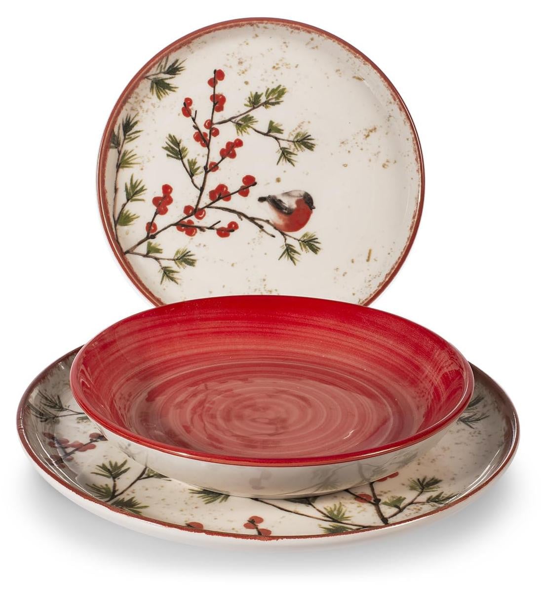 Dripio 18-delige kerstserviesset van steengoed, rood