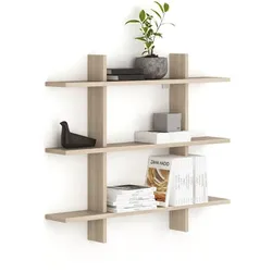 Büro-Wandregal dreifach SOLID, 1250 x 200 x 1075 mm, Eiche natur