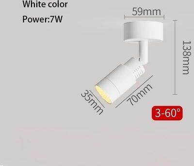 Uplift Picks Adjustable LED Spotlight Zoom Focus Surface Mounted Ceiling Light white (7w) 3000k