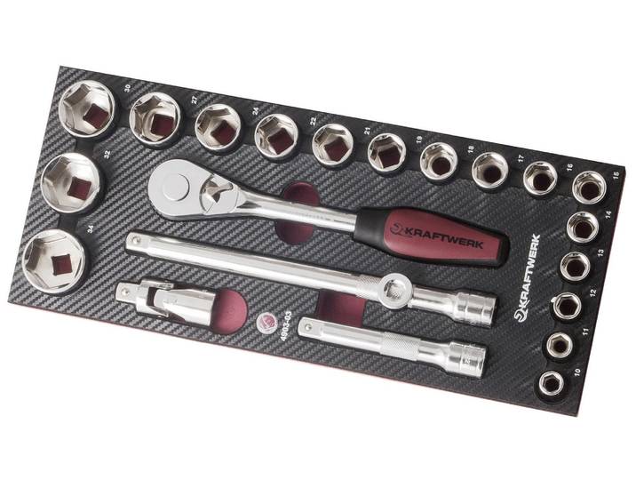 Steckschlüssel KRAFTWERK EVA3« (22tlg.) , silber (silberfarben), Materialmix, Schraubenschlüssel, Steckschlüssel