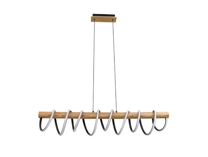 Suspension led marron 49W en aluminium et bois