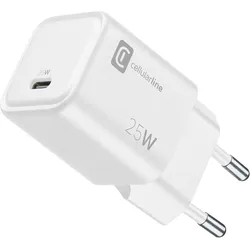 Cellularline Charger 25W - USB-C (25 W, 1 Port), USB Ladegerät, Weiss