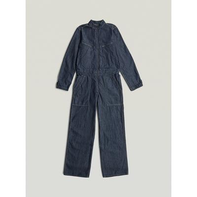 Jumpsuit G-STAR "Flight Long Sleeve Jumpsuit", Damen, Gr. L, Normalgrößen, rinsed, Obermaterial: 100% Baumwolle, Overalls Jumpsuit