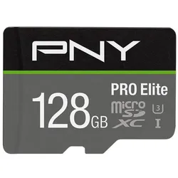 PNY Pro Elite (128 GB, microSDXC, U3, UHS-I), Speicherkarte, Grau