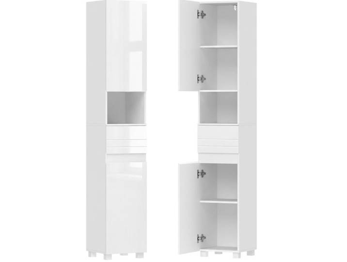 ELVORIN Colonne de salle de bain 30 x 30 x 170 cm blanc laqué étagères réglables tiroir
