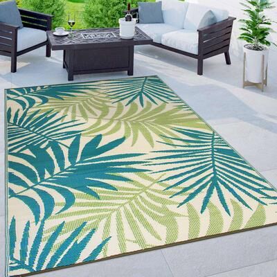 World Rug Gallery Modern Floral Reversible Plastic Outdoor Rugs