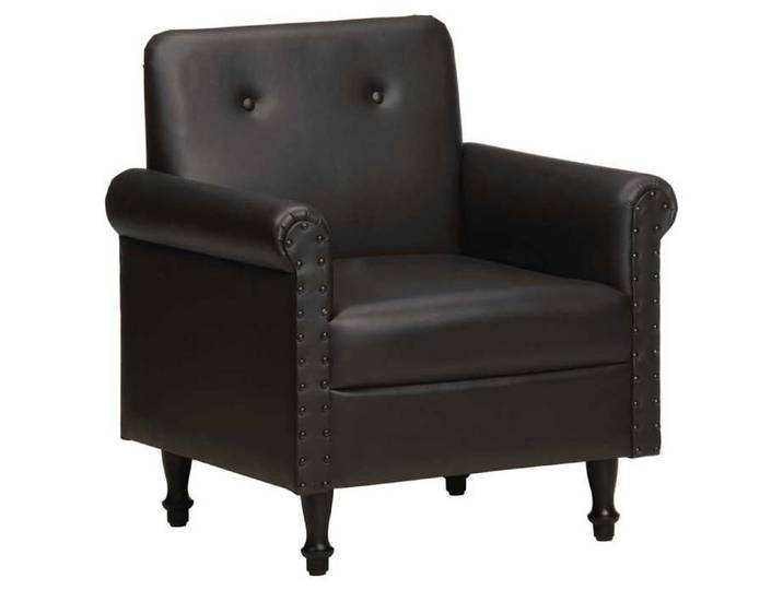 Noir Fauteuil simple Magnifique Chaise cabriolet noir cuir véritable 65x57x73cm CL3785575