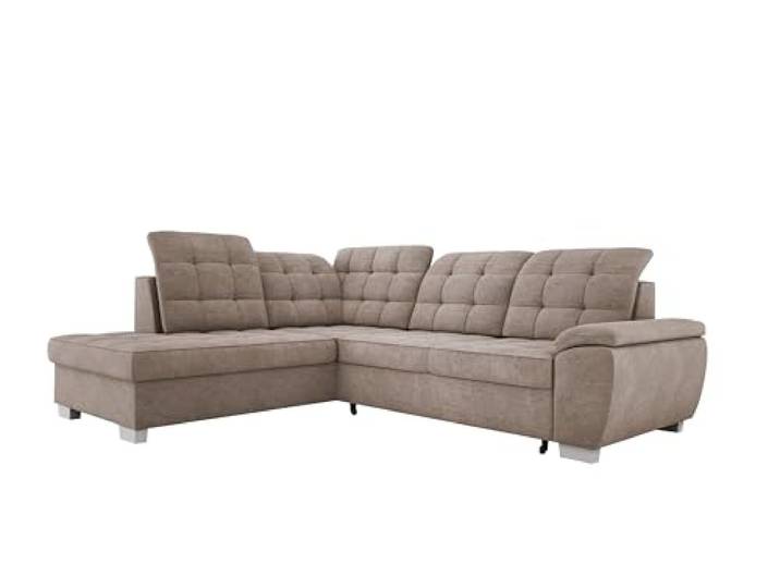 Modernes Ecksofa LOTTA, Mit Komfortabler Liegefläche 186x125cm, Relaxfunktion Und Pflegeleichtem Veloursstoff Für Unerwartete Gäste, Maße 258x212cm Anordnung der Möbel Linksseitig Farbe: DUNKELBEIGE