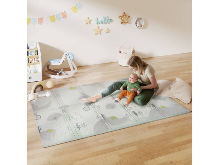 AIYAPLAY Tapis de Jeu Bébé Pliable 195x146,5cm Mousse Épaisse