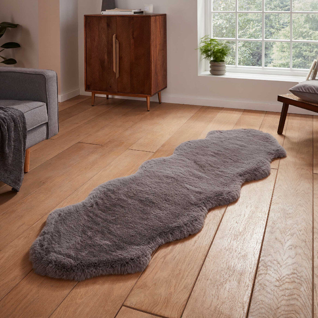 Fairmont Park Lehi area rug Table Tufted Sheepskin Grey Gray Novelty 60 x 180cm