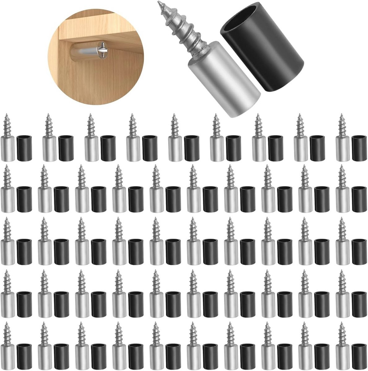 50 stuks plankdragers met rubberen bescherming voor meubels en boekenkasten