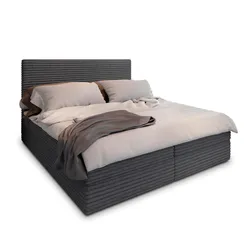 BOXBETT PISA 180x200 cm mit Matratze und Topper - Graphitfarben