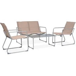 Helloshop26 - Gartenmöbel-Set Outdoor-Möbel 4-teiliges Set Stoff und Stahl Taupe 02_0016282