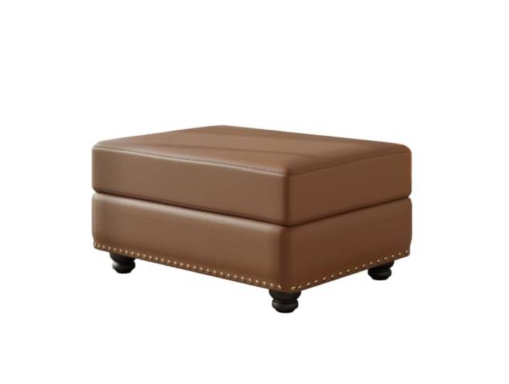 I0I&I0I Chesterfield Sofagarnitur mit Fußhocker, Kunstleder Sofa mit Federkern, Knopfheftung und Rollarmlehnen (Brown +PU + 1 Seat)