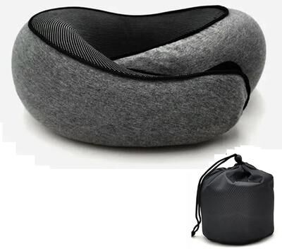 Inspire Essentials Adjustable U Shaped Travel Pillow Portable Neck Support Pillow dark Gray