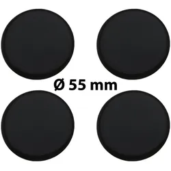 4 x Ø 55 mm Polymere Aufkleber / Schwarz / Nabenkappen, Felgendeckel