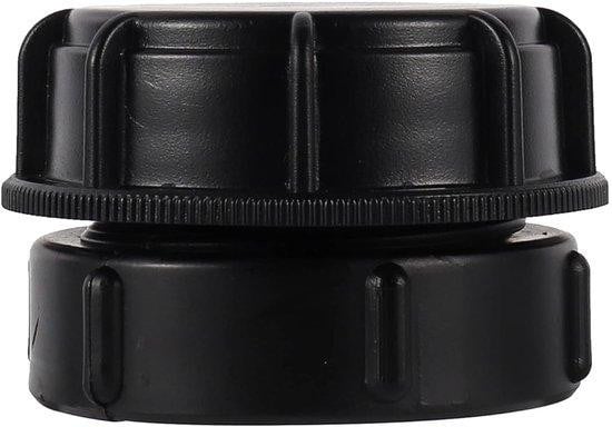 IBC-adapter met S60x6 schroefdraad en tankdeksel, 62 mm, zwart