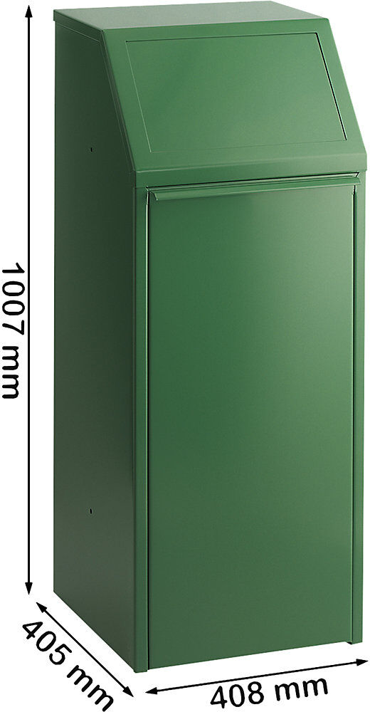 kaiserkraft Wertstoffsammler Stahlblech, Volumen 70 l, BxHxT 408 x 1007 x 405 mm, grün