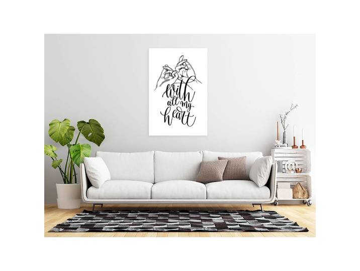 Tableau déco With All My Heart Lin Blanc/Noir 40 x 60cm