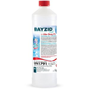 Höfer-Chemie Chlor BAYZID anorganisch, flüssig, für Pools und Schwimmbad, 13 % Chlorgehalt, Flasche 1 kg