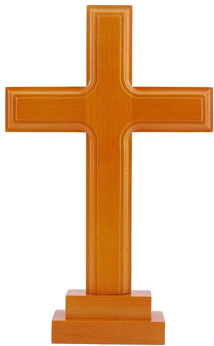 Dailygoods Kruisbeeld Staand Ornament - Houten Decoratie - Hoogte: 29,1 cm