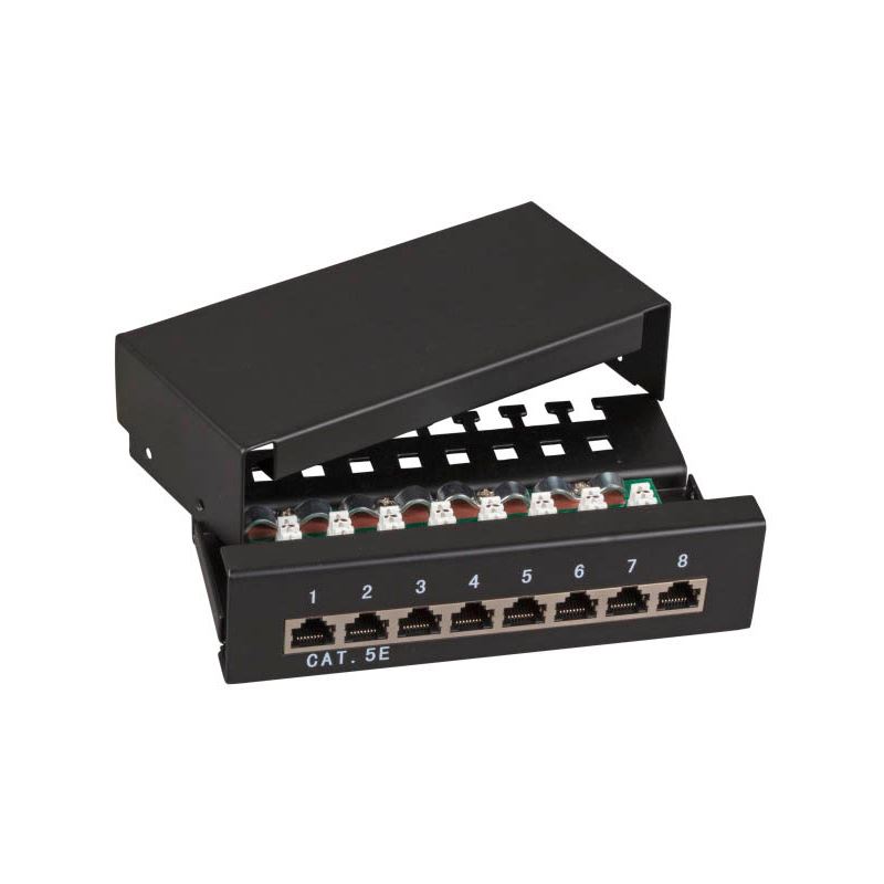 EFB Mini-Patchpanel STP 8xRJ45 Cat.6, 10" 1HE, RAL9005 schwarz