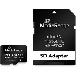 MediaRange MICRO SDXC KARTE 512GB (512 GB, microSDXC, U3, UHS-I), Speicherkarte, Schwarz