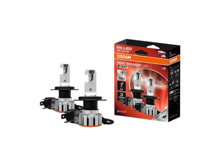 OSRAM NIGHT BREAKER LED START H4, 230% meer licht, 6000K, 12 V, LED hoofd- en standlicht met wegtoelating