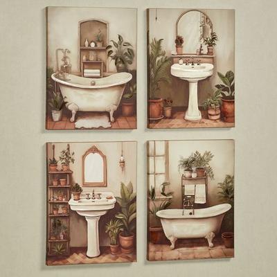 Touch of Class Bathroom Bliss Canvas Wall Art Multi Warm Set of Four, Set of Four, Multi Warm