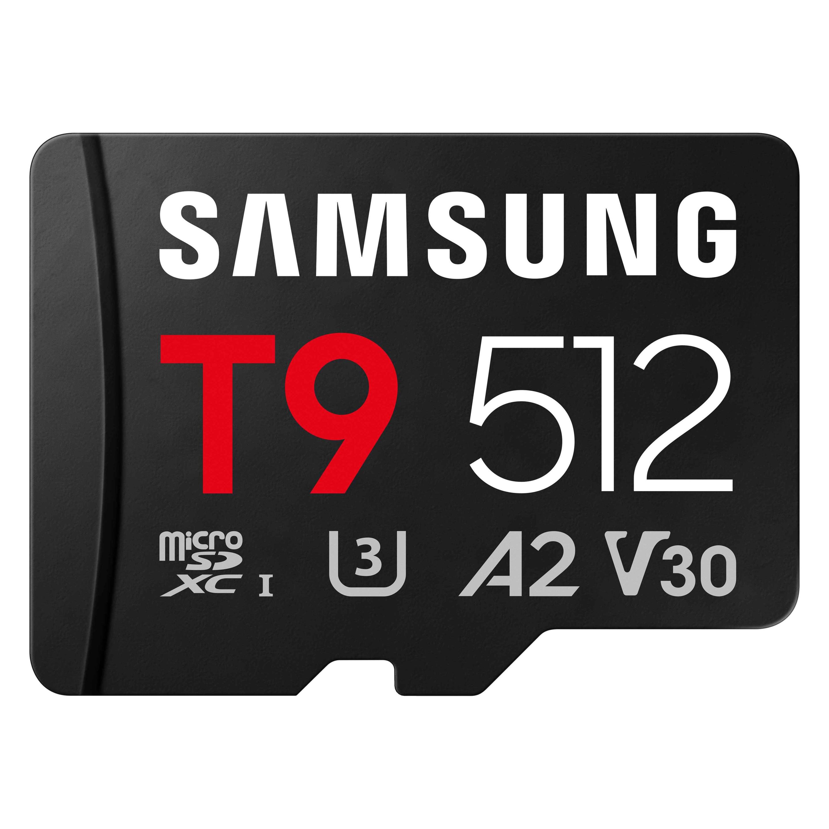 Samsung T9 microSD memory card 512GB up to 200 MB/s read and 130 MB/s write MB-MH512T/WW (512 GB, microSDHC, microSDXC, U3, UHS-I) (MB-MH512T/WW)
