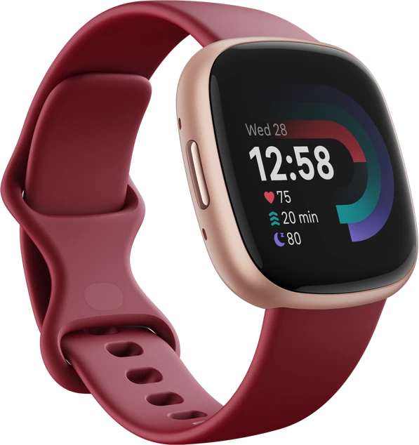 FitBit Versa 4 Fitnesstracker mit Armband Raspberry Red / Copper Rose, FB523RGRD