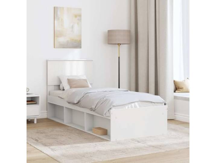 SKTQYQO Bettgestell für Einzelbett, weiß, 75 x 190 cm, Kiefer massiv Modernes Design, klare Linien, geeignet für zeitgenössische Zimmer, robuste Basis