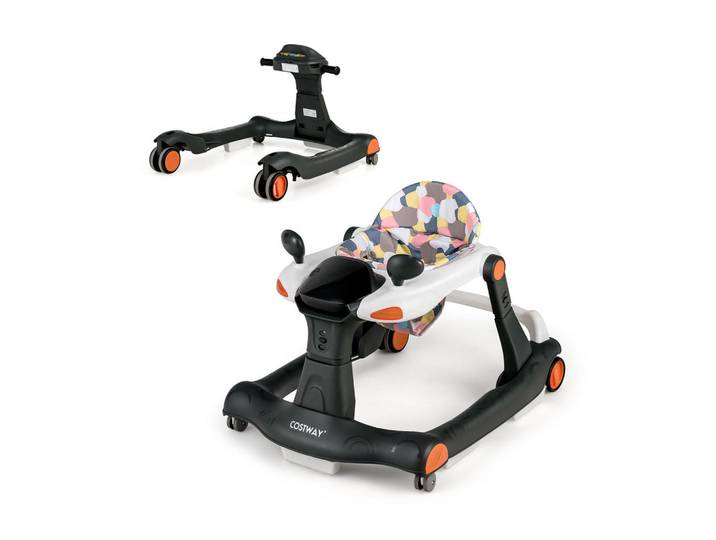 Costway Lauflernhilfe Kappbar Schwarz, Kunststoff, 73x55x60 cm, Spielzeug, Babyspielzeug, Lauflernwagen