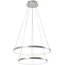 Pendellampe Hängelampe Wohnzimmerleuchte silber LED Ringe beweglich H 120 cm