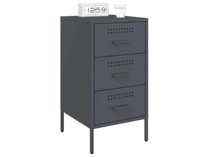 KTHLBRH Nachttische 2 Stück Anthrazit 36 x 39 x 68 cm Stahl 3 Schubladen, verstellbare Füße, maximale Belastung 15 kg, Industriestil, einfache Reinigung