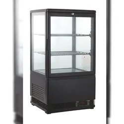 GastroHero Kühlvitrine ECO – 58 Liter, schwarz, mit LED-Beleuchtung und 2 höhenverstellbaren Rosten, energiesparend, ideal für Gastronomie & Verkauf