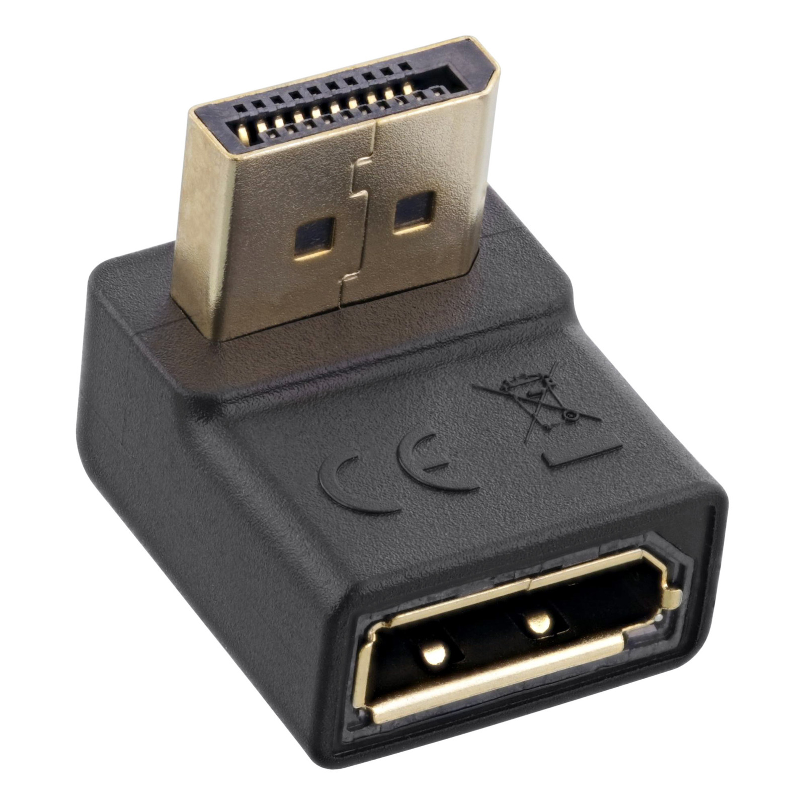 InLine 17199U DisplayPort-adapter met naar beneden gerichte hoek, DisplayPort-connector (mannelijk/vrouwelijk)